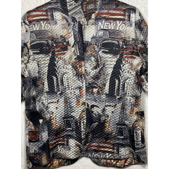 Barabas Men's XL New York All Over Print Waffle Jacket Blazer Paisley Interior - Picture 6 of 16